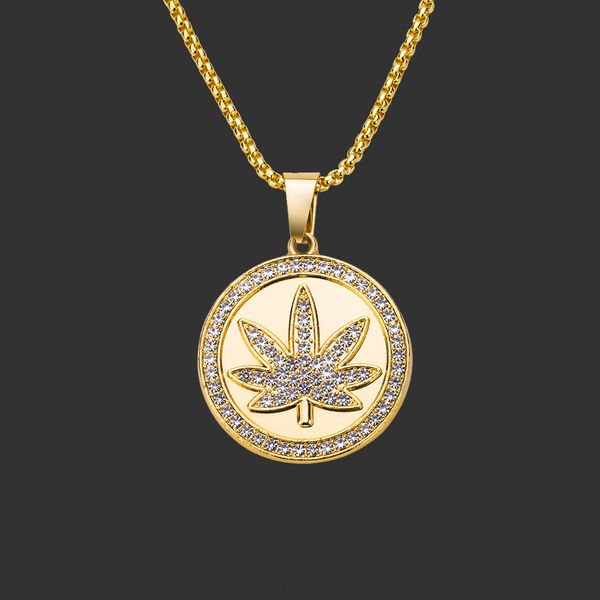 amulet neck pendants hiphop fashion brand personalized diamond inlaid maple leaf pendant necklace men's round street accessories, Silver
amulet neck pendants hiphop fashion brand personalized diamond inlaid maple leaf pendant necklace men's round street accessories, Silver
