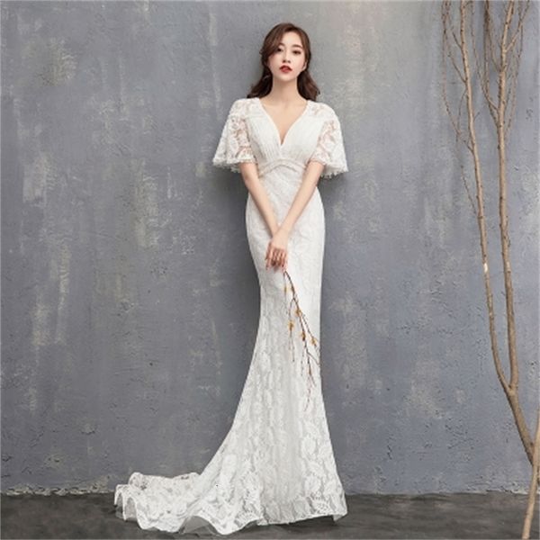 2021 new v-neck lace mermaid wedding es short sleeves boho bridal gown vestido de noiva long train trouwkleed kxsz, White
2021 new v-neck lace mermaid wedding es short sleeves boho bridal gown vestido de noiva long train trouwkleed kxsz, White