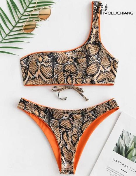 women lady snake print bikini monokini two piece bandage one shoulder summer swimsuit high waist beachwear paded bather
women lady snake print bikini monokini two piece bandage one shoulder summer swimsuit high waist beachwear paded bather
