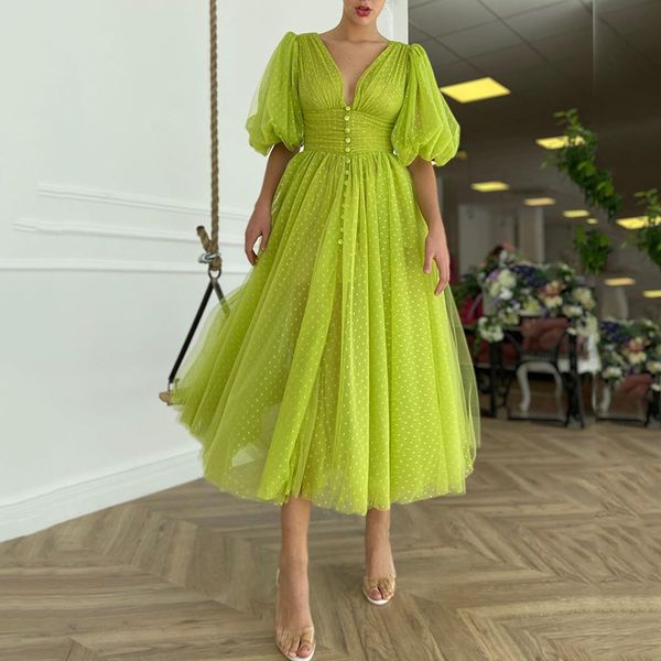 green evening new 2021 tea-length v-neck short y sleeves dot net tulle prom party gowns saudi arabia celebrate wear 9bvd, Black;red
green evening new 2021 tea-length v-neck short y sleeves dot net tulle prom party gowns saudi arabia celebrate wear 9bvd, Black;red
