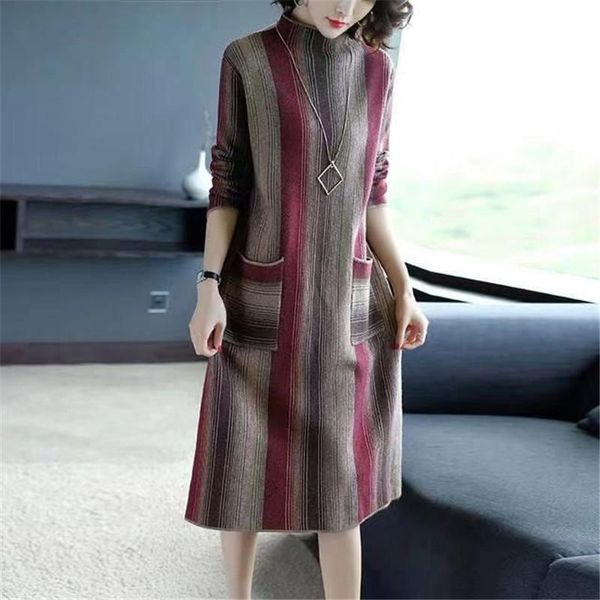 casual dresses turtleneck sweater dress women autumn winter loose vintage stripe pocket bottom knitting knee length female clothes, Black;gray
casual dresses turtleneck sweater dress women autumn winter loose vintage stripe pocket bottom knitting knee length female clothes, Black;gray