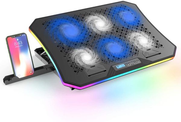 2021 upgrade lapcooler pad with 6 cooling fans for 15.6-17.3 inch lap, full rgb lights 10 modes, 7 height stands
2021 upgrade lapcooler pad with 6 cooling fans for 15.6-17.3 inch lap, full rgb lights 10 modes, 7 height stands