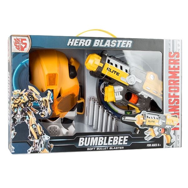 bumblebee ares optimus prime deformed soft bullet gun 61 children's toy launcher green party light mask