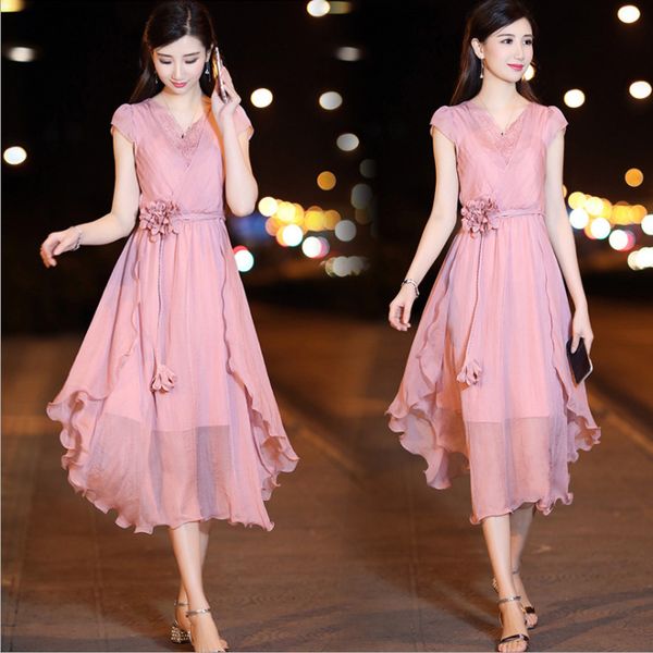 Purple Pink Ruffles Chiffon Dresses For Women Casual Solid Color Slim Dress Female Dress With Flower Sashes evening
Purple Pink Ruffles Chiffon Dresses For Women Casual Solid Color Slim Dress Female Dress With Flower Sashes evening