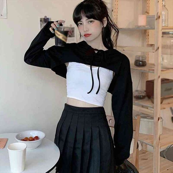 korean hoodie crop long sleeve hooded sweatshirt women autumn harajuku navel exposed top, Black
korean hoodie crop long sleeve hooded sweatshirt women autumn harajuku navel exposed top, Black