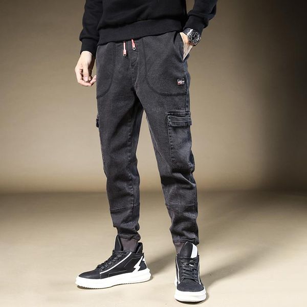 men's pants men cargo harem casual loose elastic waist drawstring streetwear trousers, Black
men's pants men cargo harem casual loose elastic waist drawstring streetwear trousers, Black