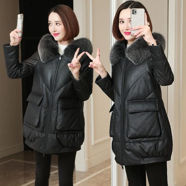 new women 2021 winter casual hooded parkas female fashion coats elegant pu leather cotton jackets ladies thicken warm outerwear a44048xe, Black
new women 2021 winter casual hooded parkas female fashion coats elegant pu leather cotton jackets ladies thicken warm outerwear a44048xe, Black