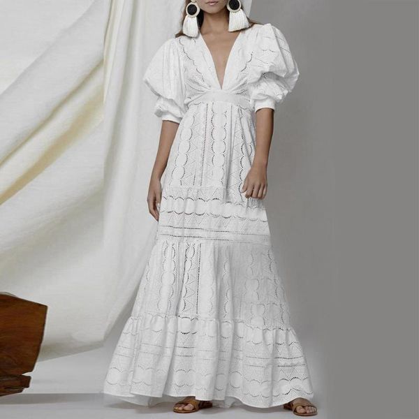casual dresses women dress fashion lace boho holiday hollow out sundress puff-sleeve solid v-neck maxi 2021 vestidos, Black;gray
casual dresses women dress fashion lace boho holiday hollow out sundress puff-sleeve solid v-neck maxi 2021 vestidos, Black;gray