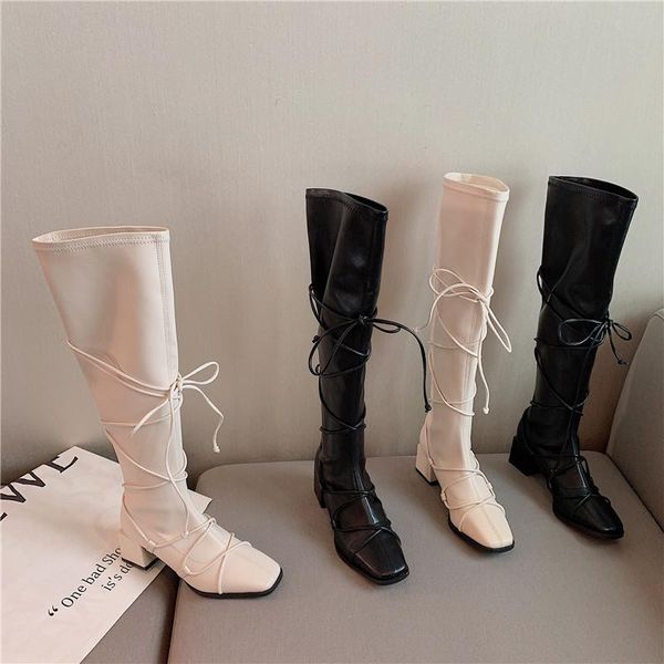 boots women knee-high cross-tied botas de mujer square head thick heel ladies shoes patent leather bottine femme, Black
boots women knee-high cross-tied botas de mujer square head thick heel ladies shoes patent leather bottine femme, Black
