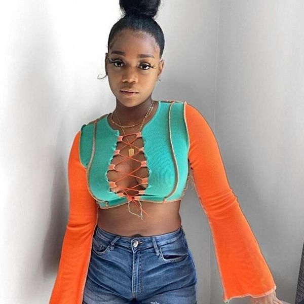 "t-mango shirts of high-elastic women knitted with nervuras" "fall" "lace up to the shredded club wear short t-shir, White
"t-mango shirts of high-elastic women knitted with nervuras" "fall" "lace up to the shredded club wear short t-shir, White
