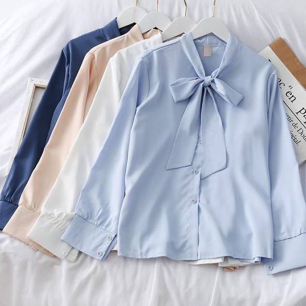 women's blouses & shirts spring autumn women white office blouse casual loose solid long sleeve female v-neck tie bow blusas ab1765
women's blouses & shirts spring autumn women white office blouse casual loose solid long sleeve female v-neck tie bow blusas ab1765