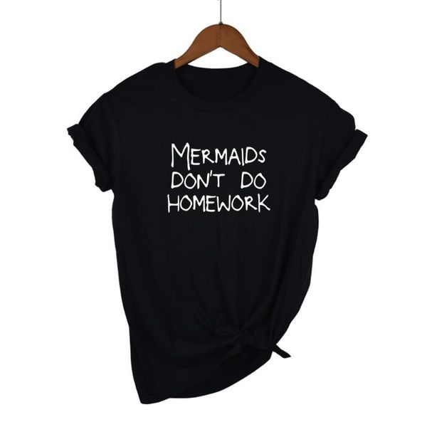women's t-shirt 100% cotton mermaids don't do homework letters women tshirt casual funny shirt for lady tee harajuku hipster, White
women's t-shirt 100% cotton mermaids don't do homework letters women tshirt casual funny shirt for lady tee harajuku hipster, White