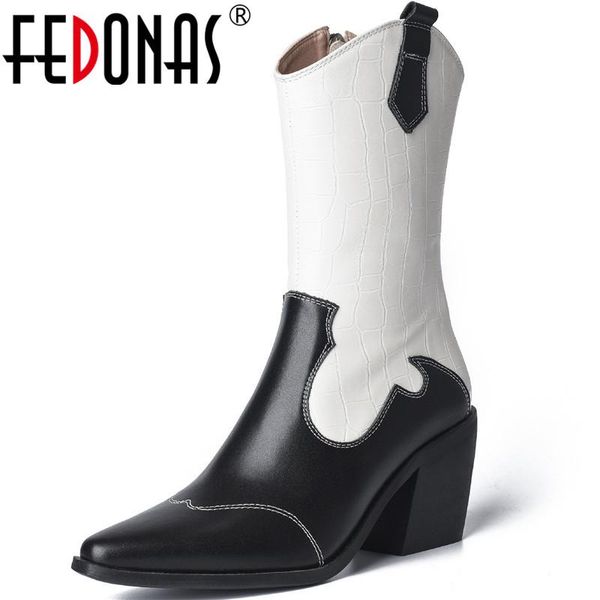 boots fedonas fashion mixed colors women mid-calf genuine leather pointed toe thick heels shoes woman winter party office lady pumps, Black
boots fedonas fashion mixed colors women mid-calf genuine leather pointed toe thick heels shoes woman winter party office lady pumps, Black