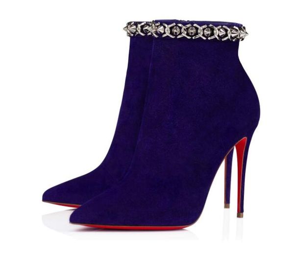winter women's ankle boots timeless brand high heel red sole booty chain 100 mm cowhide suede pointed ankles link elegant reds soles bo, Black
winter women's ankle boots timeless brand high heel red sole booty chain 100 mm cowhide suede pointed ankles link elegant reds soles bo, Black