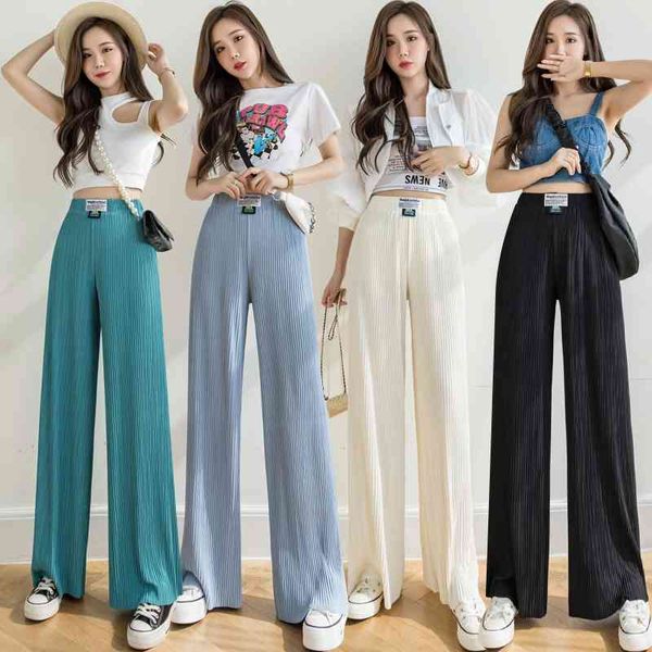 ice silk wide leg women's 2021 summer high waist hanging loose floor length thin casual straight pants, Black
ice silk wide leg women's 2021 summer high waist hanging loose floor length thin casual straight pants, Black