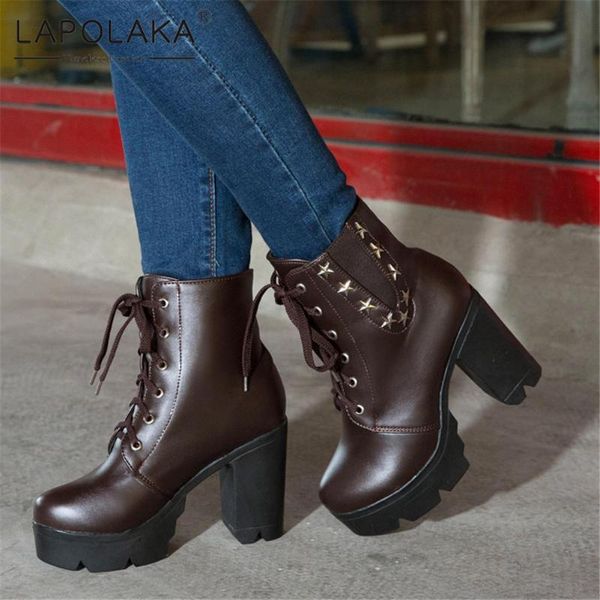 boots lapolaka 2021 large size 43 platform shoelaces comfy office woman shoes high heels non-slip stars booties lady, Black
boots lapolaka 2021 large size 43 platform shoelaces comfy office woman shoes high heels non-slip stars booties lady, Black