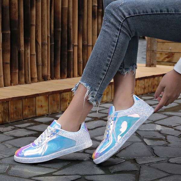 women casual shoes new laser flat shoes zipper lace up comfortable ladies sneakers female holographic vulcanized shoes 202
women casual shoes new laser flat shoes zipper lace up comfortable ladies sneakers female holographic vulcanized shoes 202