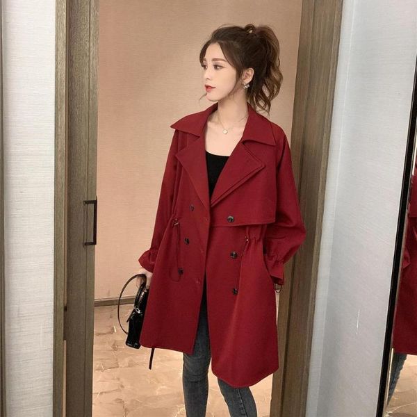 women's trench coats korean coat lady spring fashion female windbreaker drawstring summer casual loose safari women, Tan;black
women's trench coats korean coat lady spring fashion female windbreaker drawstring summer casual loose safari women, Tan;black
