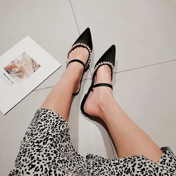 slippers pearl chain fashion women pointed toe shallow flats heeled rhinestone stain summer beach shoes flip flops, Black
slippers pearl chain fashion women pointed toe shallow flats heeled rhinestone stain summer beach shoes flip flops, Black