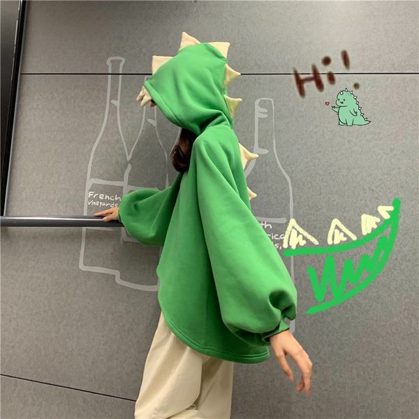 2021 new women's kawaii hoodies style oversize pretty animal dinosaur sleeve green hoodie pullover winter sweatshirt sb42, Black
2021 new women's kawaii hoodies style oversize pretty animal dinosaur sleeve green hoodie pullover winter sweatshirt sb42, Black