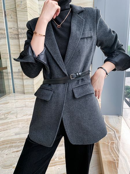 quality/female herringbone blazer women's and winter new short thickening jacket of wool b6m3, White;black
quality/female herringbone blazer women's and winter new short thickening jacket of wool b6m3, White;black