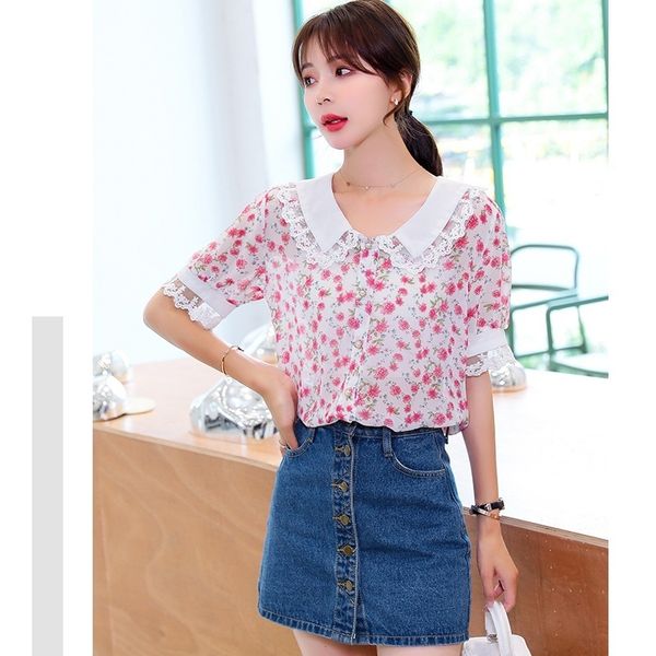 women's blouses embroidered summer shirts chiffon sleeve blouse short floral shirt 3hou, Black
women's blouses embroidered summer shirts chiffon sleeve blouse short floral shirt 3hou, Black
