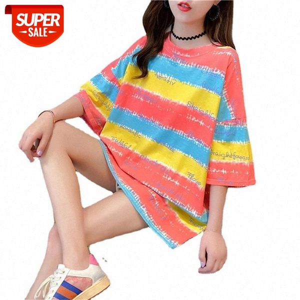 Tie Dye Gradient RainBow Striped Loose T-shirts For Women 2021 Summer Round Neck Short Sleeve Korean Style Tee Tops WDC6628 #rR80, White
Tie Dye Gradient RainBow Striped Loose T-shirts For Women 2021 Summer Round Neck Short Sleeve Korean Style Tee Tops WDC6628 #rR80, White