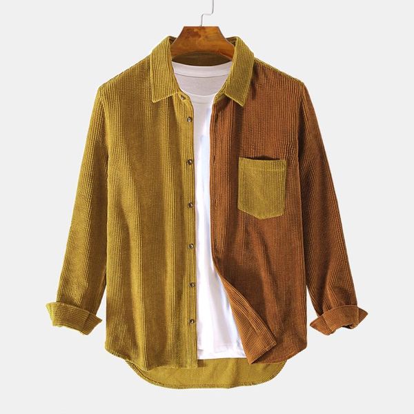 men's casual shirts autumn winter contrast patchwork button corduroy youth business streetwear lapel double-peocket long sleeve shirt, White;black
men's casual shirts autumn winter contrast patchwork button corduroy youth business streetwear lapel double-peocket long sleeve shirt, White;black