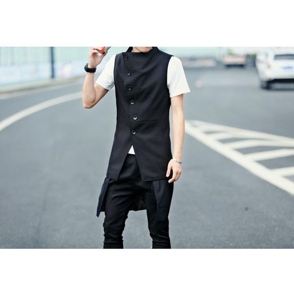 men's vests m-xl 2021 gd summer vest male personality slim medium-long novelty clothing singer costumes, Black;white
men's vests m-xl 2021 gd summer vest male personality slim medium-long novelty clothing singer costumes, Black;white