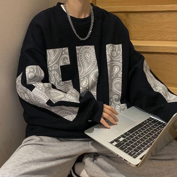 men's hoodies & sweatshirts sweatshirt spring and autumn loose round neck printed clothes large size trend, Black
men's hoodies & sweatshirts sweatshirt spring and autumn loose round neck printed clothes large size trend, Black