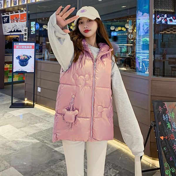 women's vests 2021 winter vest women coat girl hooded fashion warm sleeveless coats female casual student outerwear pink, Black;white
women's vests 2021 winter vest women coat girl hooded fashion warm sleeveless coats female casual student outerwear pink, Black;white