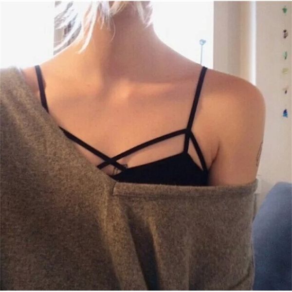 cross bandage wrap chest anti light underpants suspender vest women's short with bra pad, Black;white
cross bandage wrap chest anti light underpants suspender vest women's short with bra pad, Black;white