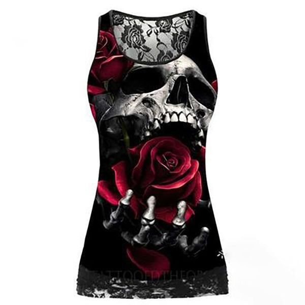 women's tanks & camis ladies gothic style rose skull print large size 4xl 5xl slim vest casual long jacket street club clothes, White
women's tanks & camis ladies gothic style rose skull print large size 4xl 5xl slim vest casual long jacket street club clothes, White