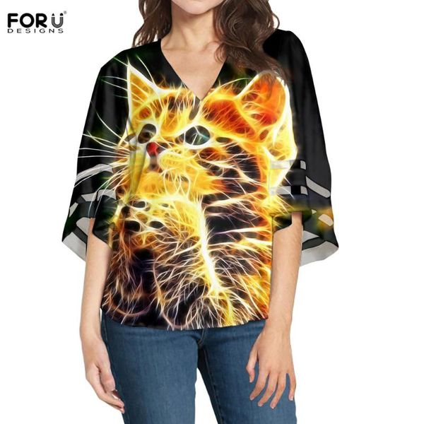 women's blouses & shirts forudesigns 3d cute cat print blouse v-neck mesh panel loose custom design bell sleeves women fashion, White
women's blouses & shirts forudesigns 3d cute cat print blouse v-neck mesh panel loose custom design bell sleeves women fashion, White