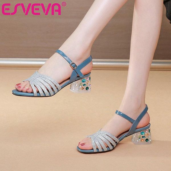 dress shoes esveva 2021 crystal square high heel women summer elegant cow patent leather sandals buckle female pumps size 34-42, Black
dress shoes esveva 2021 crystal square high heel women summer elegant cow patent leather sandals buckle female pumps size 34-42, Black