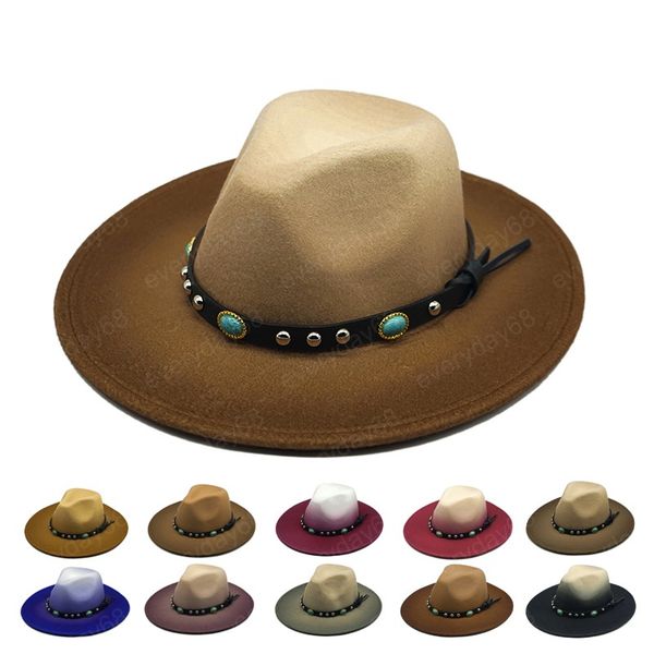 autumn winter fashion gradient wool felt fedora hats with thin belt buckle men women large brim panama trilby jazz cap, Blue;gray
autumn winter fashion gradient wool felt fedora hats with thin belt buckle men women large brim panama trilby jazz cap, Blue;gray