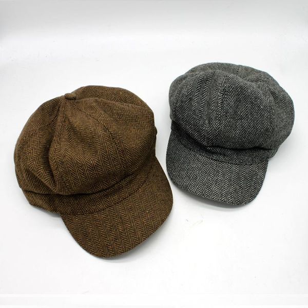 berets korean style 2021 autumn and winter wool beret ladies striped octagonal cap, outdoor warm hat travel peaked caps, Blue;gray 
berets korean style 2021 autumn and winter wool beret ladies striped octagonal cap, outdoor warm hat travel peaked caps, Blue;gray