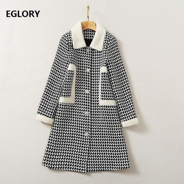 women's wool & blends 2021 autumn winter overcoats women turn-down collar geometric prints hair deco vintage long coats, Black
women's wool & blends 2021 autumn winter overcoats women turn-down collar geometric prints hair deco vintage long coats, Black