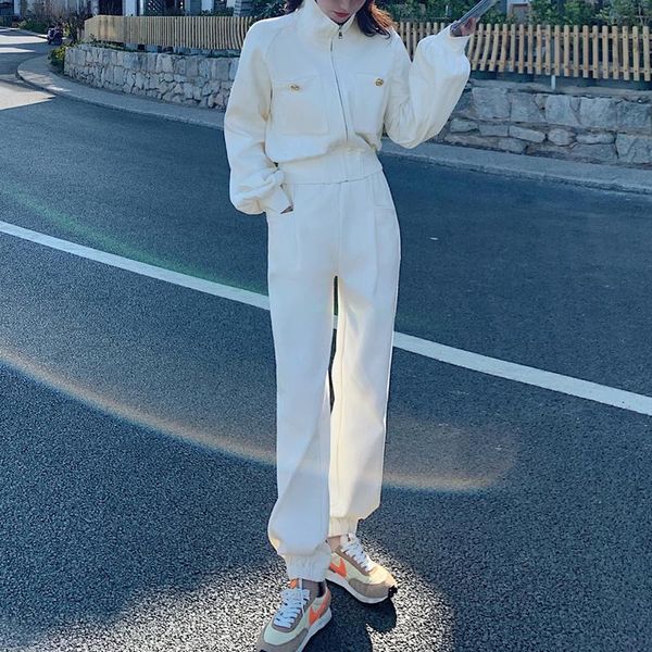 women's two piece pants women sets casual tracksuit short coat jacket and height waist spring autumn suit female full length trousers o, White
women's two piece pants women sets casual tracksuit short coat jacket and height waist spring autumn suit female full length trousers o, White