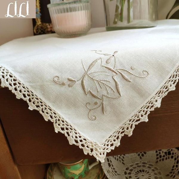 table napkin 100%cotton hand crochet lace hand-embroidered beige