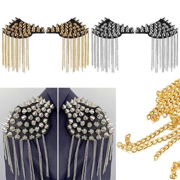 pins, brooches 1 pair fashion tassel metal epaulet punk rivet fringed shoulder stamp brooch pad chain dress decoration clothing accessories, Gray
pins, brooches 1 pair fashion tassel metal epaulet punk rivet fringed shoulder stamp brooch pad chain dress decoration clothing accessories, Gray