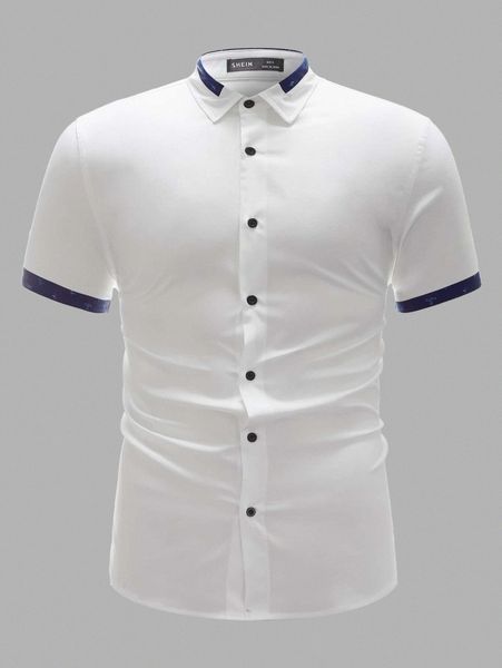 men contrast binding shirt 80ss#, White;black
men contrast binding shirt 80ss#, White;black