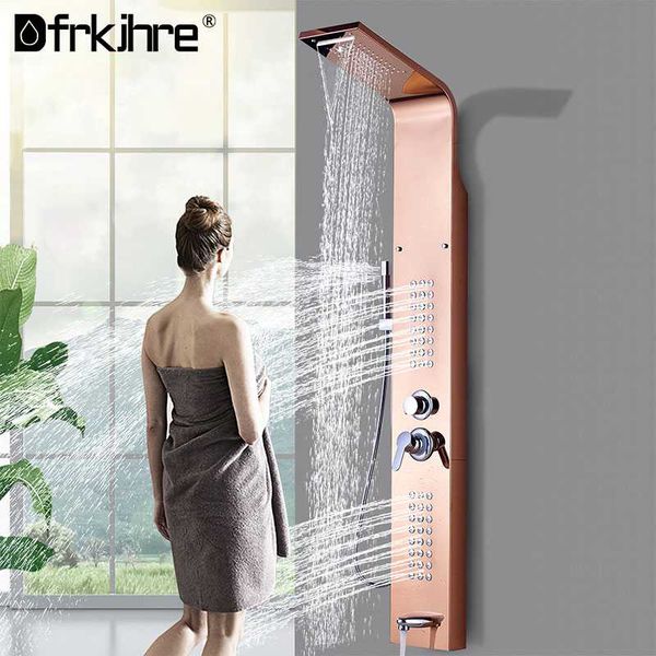 black nickel brushed shower panel column rain waterfall shower 2-way spa jets bath mixer golden / rose golden
black nickel brushed shower panel column rain waterfall shower 2-way spa jets bath mixer golden / rose golden