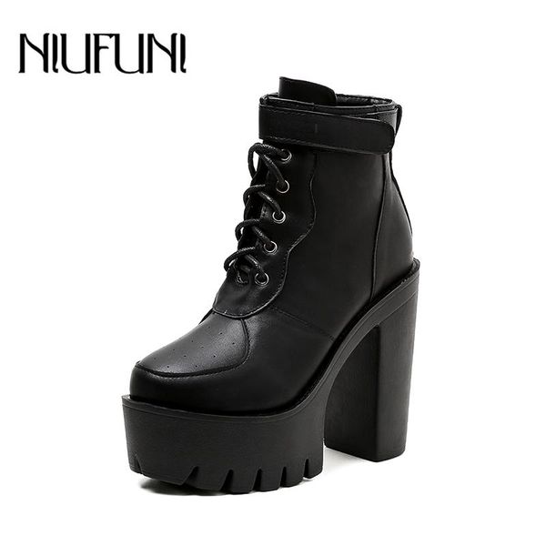 boots platform high heels ankle strap pu leather women's spring winter shoes model lace up western motorcycle, Black
boots platform high heels ankle strap pu leather women's spring winter shoes model lace up western motorcycle, Black