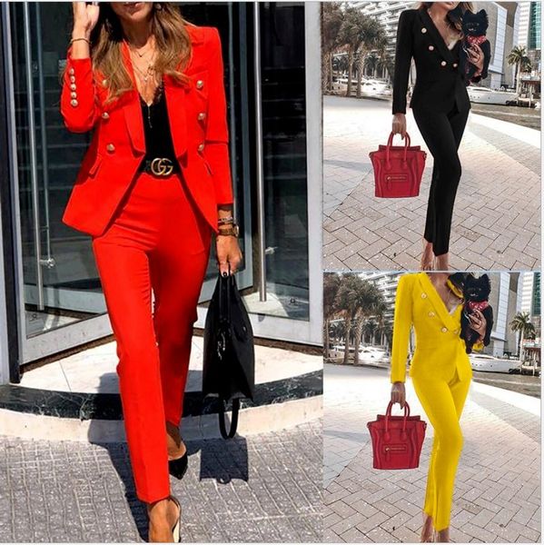women's two piece pants office ladies trousers red pink business classic cardigan suit two-piece formal wear, White
women's two piece pants office ladies trousers red pink business classic cardigan suit two-piece formal wear, White
