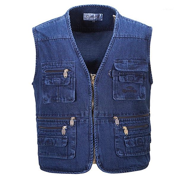 men v-neck classic multi denim work vest mens solid casual waistcoat with many pockets fishing sleeveless jacket men's vests, Black;white
men v-neck classic multi denim work vest mens solid casual waistcoat with many pockets fishing sleeveless jacket men's vests, Black;white