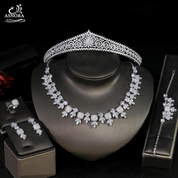earrings & necklace asnora elegant 5-piece jewelry set for ladies, specially designed women cz bride wedding engagement crown, Silver
earrings & necklace asnora elegant 5-piece jewelry set for ladies, specially designed women cz bride wedding engagement crown, Silver