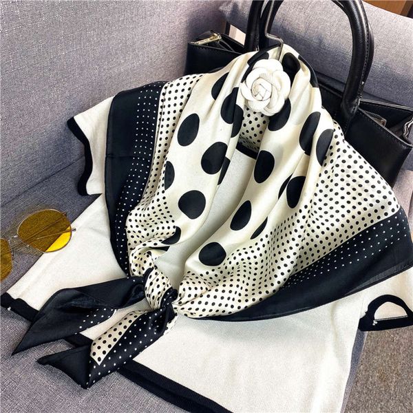 new korean wave point 90 square silk women's spring autumn professional decoration scarf, Blue;black
new korean wave point 90 square silk women's spring autumn professional decoration scarf, Blue;black