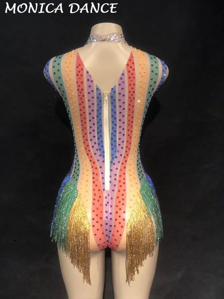 women colorful rainbow tassel mesh leotard rhinestones perspective fringes bodysuit stage outfit wear performance dance costume, Black;red
women colorful rainbow tassel mesh leotard rhinestones perspective fringes bodysuit stage outfit wear performance dance costume, Black;red