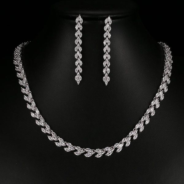 earrings & necklace beautiful sparkling cubic zirconia african beads jewelry sets for women bridal white gold color earring les nere s-054, Silver
earrings & necklace beautiful sparkling cubic zirconia african beads jewelry sets for women bridal white gold color earring les nere s-054, Silver